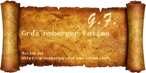 Grünsberger Fatima névjegykártya